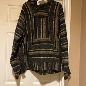 VTG Molina Pullover Mexican Baja Hoodie Black/Yellow Hooded Pocket Men's XL